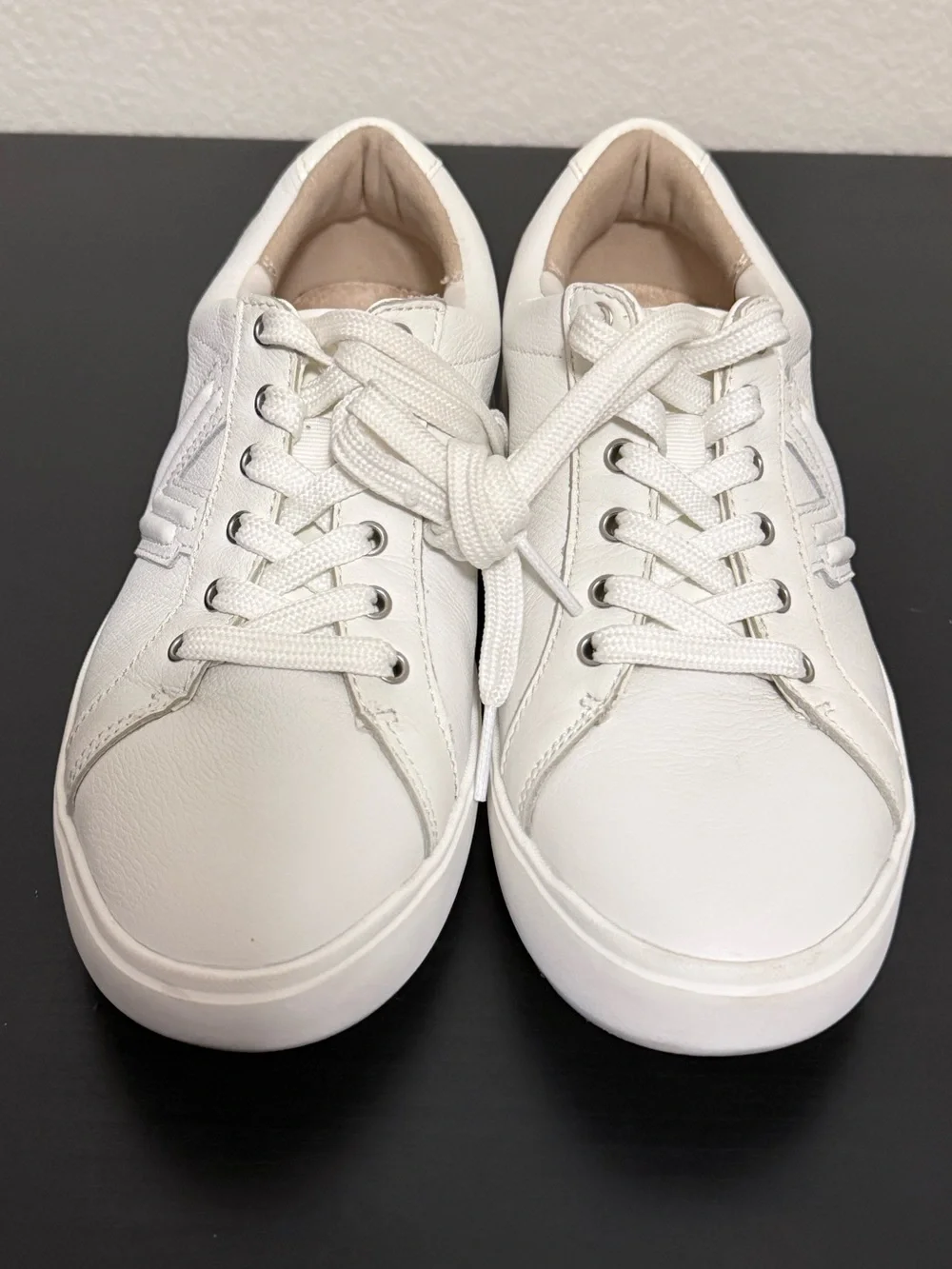 Vionic Kearny Platform Sneakers in smooth white leather.